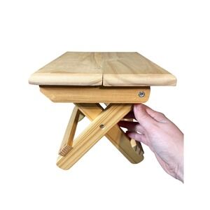 Wooden Folding Planet Raw Wood Stand 8" H x 8" x 10" Boho Art